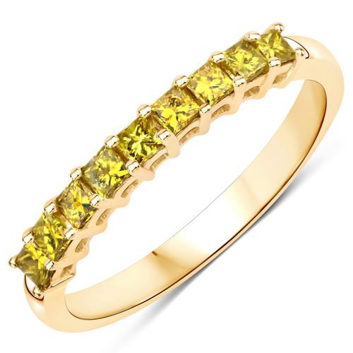 0.43 Carat Genuine Yellow Diamond 14K Yellow Gold Ring (SI1-SI2)