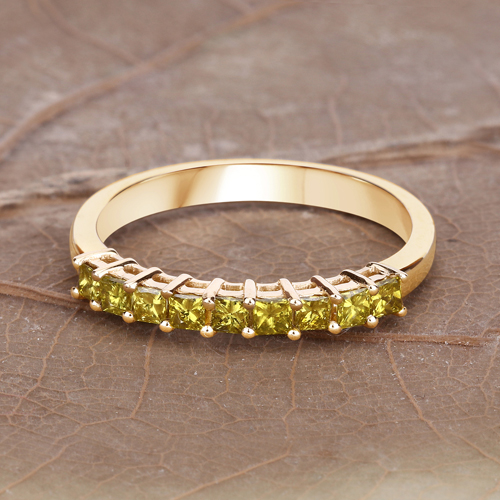 0.43 Carat Genuine Yellow Diamond 14K Yellow Gold Ring (SI1-SI2)