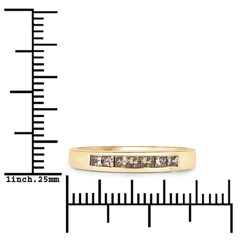 0.39 Carat Genuine Champagne Diamond 14K Yellow Gold Ring (SI1-SI2)