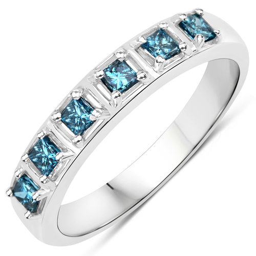 Diamond-0.44 Carat Genuine Blue Diamond 14K White Gold Ring (SI1-SI2)