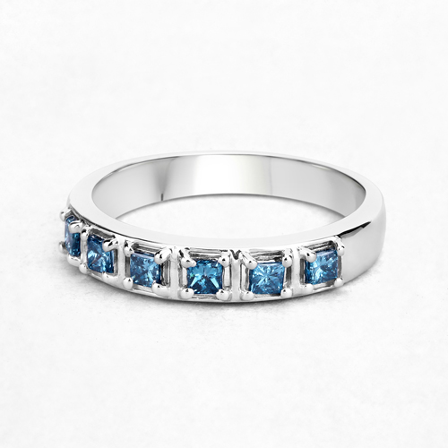 0.44 Carat Genuine Blue Diamond 14K White Gold Ring (SI1-SI2)