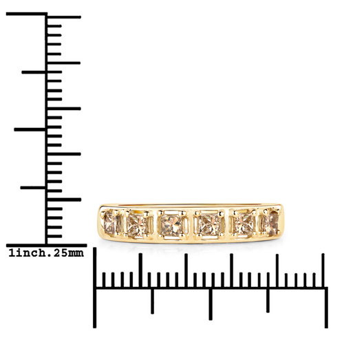 0.49 Carat Genuine Champagne Diamond 14K Yellow Gold Ring (I1-I2)