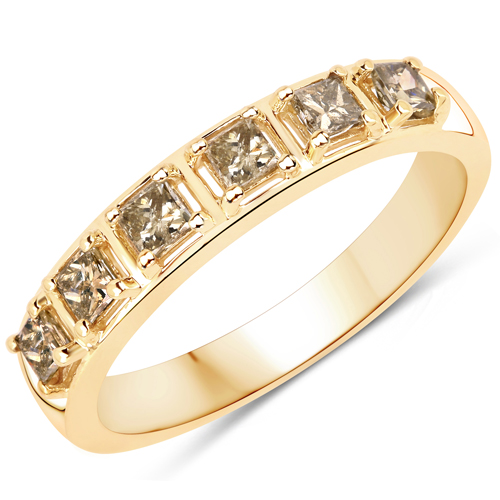 Diamond-0.49 Carat Genuine Champagne Diamond 14K Yellow Gold Ring (SI1-SI2)