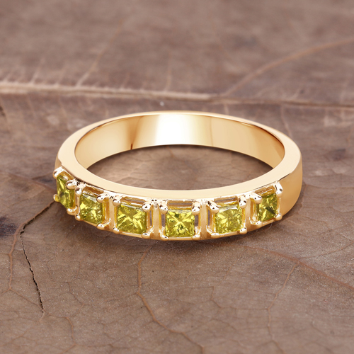 0.41 Carat Genuine Yellow Diamond 14K Yellow Gold Ring (I1-I2)