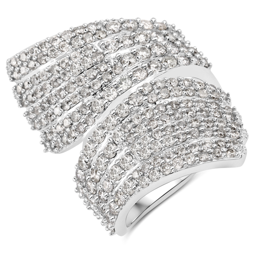 Diamond-2.49 Carat Genuine White Diamond .925 Sterling Silver Ring