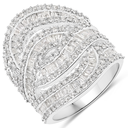 Diamond-2.44 Carat Genuine White Diamond .925 Sterling Silver Ring