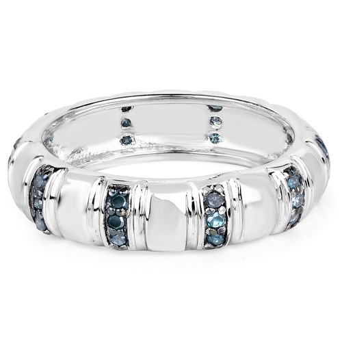 0.24 Carat Genuine Blue Diamond .925 Sterling Silver Ring