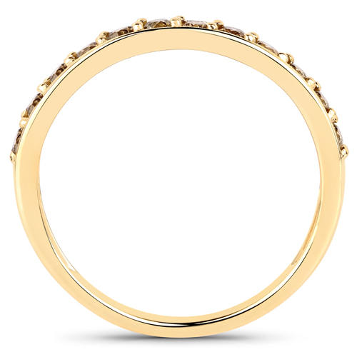 0.45 Carat Genuine Champagne Diamond 14K Yellow Gold Ring (I1-I2)