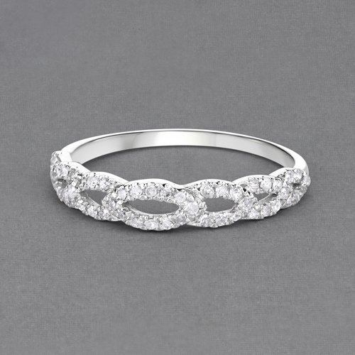 0.34 Carat Genuine White Diamond 10K White Gold Ring