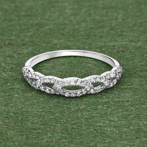 0.34 Carat Genuine White Diamond 10K White Gold Ring