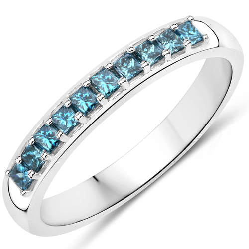 Diamond-0.26 Carat Genuine Blue Diamond 14K White Gold Ring (I1-I2)