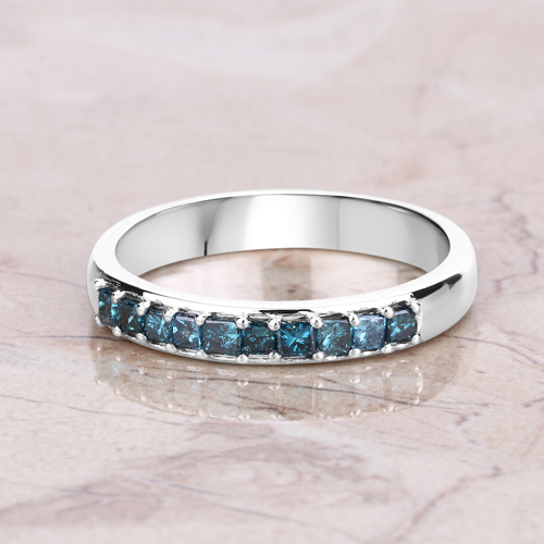 0.26 Carat Genuine Blue Diamond 14K White Gold Ring (SI1-SI2)