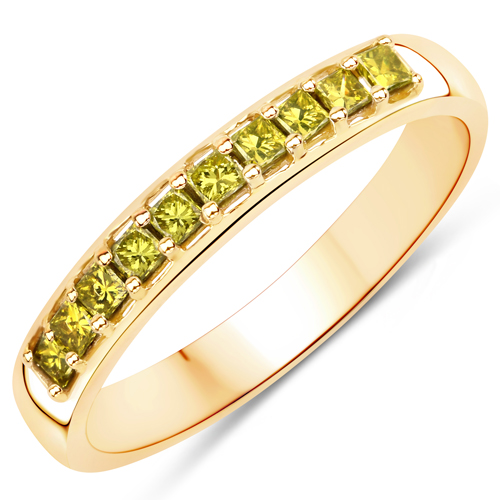 Diamond-0.27 Carat Genuine Yellow Diamond 14K Yellow Gold Ring (I1-I2)