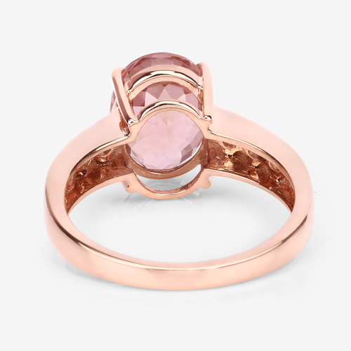 4.00 Carat Genuine Pink Tourmaline and White Diamond 14K Rose Gold Ring
