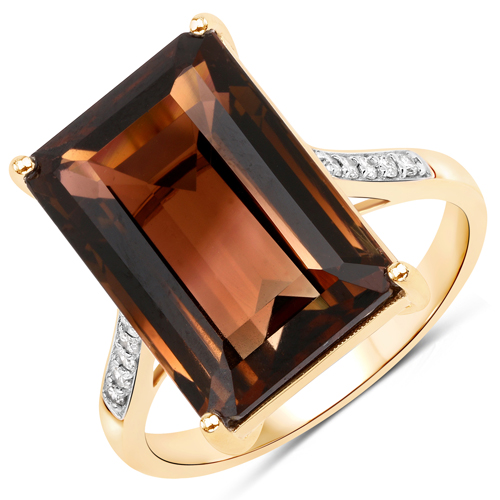 Rings-11.00 Carat Genuine Rarest Mid Night Bio Color Tourmaline and White Diamond 14K Yellow Gold Ring