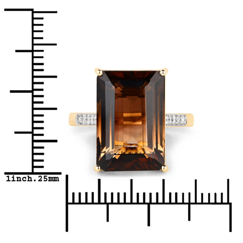 11.00 Carat Genuine Rarest Mid Night Bio Color Tourmaline and White Diamond 14K Yellow Gold Ring