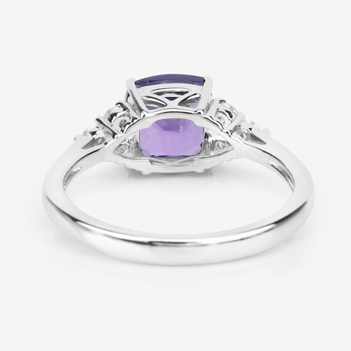 2.19 Carat Genuine Tanzanite and White Diamond 14K White Gold Ring