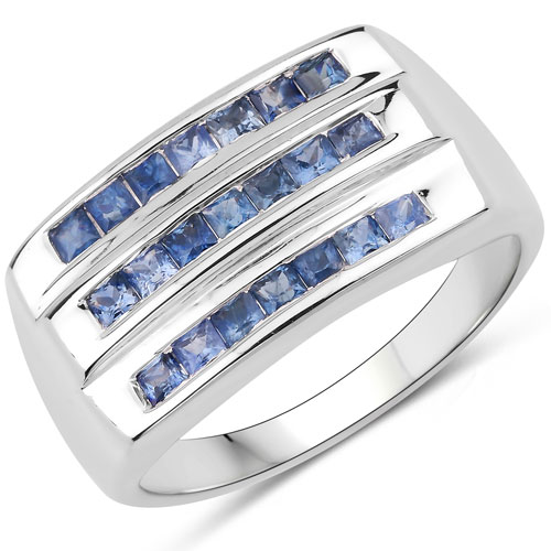 1.26 Carat Genuine Blue Sapphire .925 Sterling Silver Ring