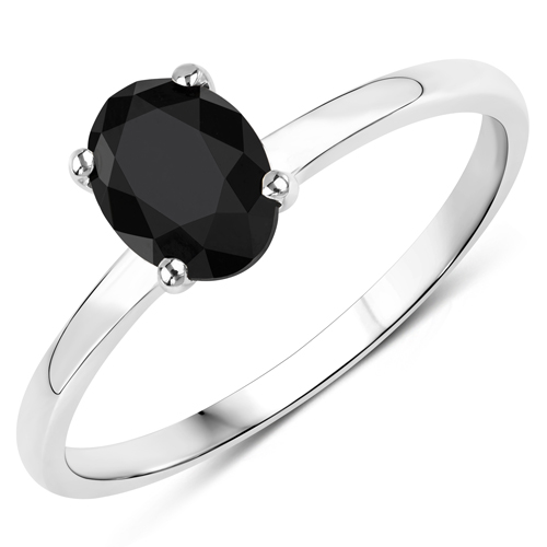 Diamond-1.14 Carat Genuine Black Diamond 14K White Gold Ring