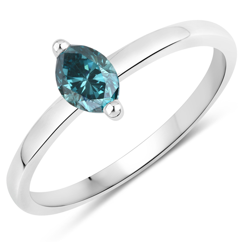 Diamond-0.46 Carat Genuine Blue Diamond 14K White Gold Ring