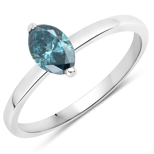 Diamond-0.54 Carat Genuine Blue Diamond 14K White Gold Ring