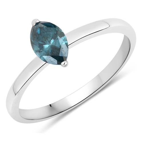 Diamond-0.58 Carat Genuine Blue Diamond 14K White Gold Ring