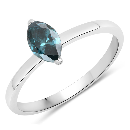 Diamond-0.63 Carat Genuine Blue Diamond 14K White Gold Ring