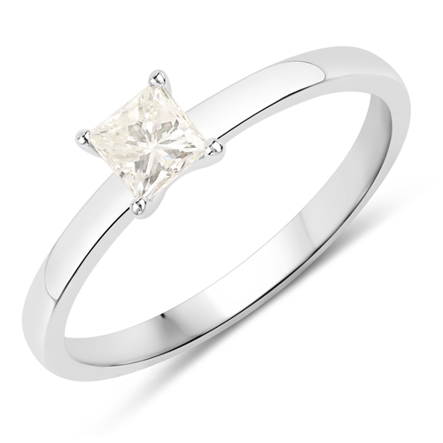 Diamond-0.38 Carat Genuine White Diamond 14K White Gold Ring
