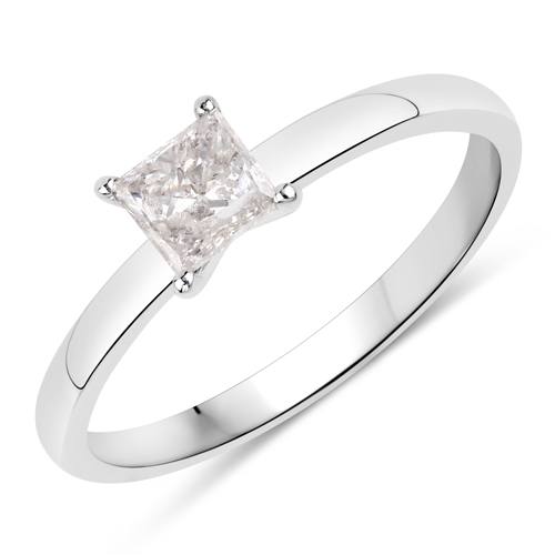 Diamond-0.51 Carat Genuine White Diamond 14K White Gold Ring