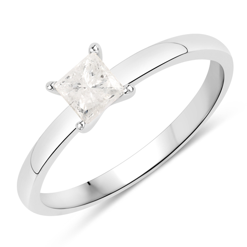 Diamond-0.55 Carat Genuine White Diamond 14K White Gold Ring
