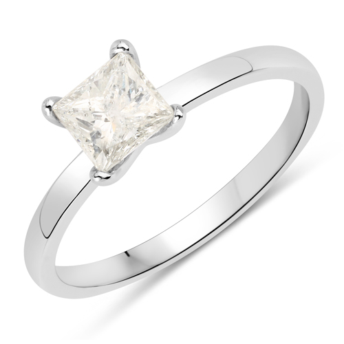 Diamond-0.61 Carat Genuine White Diamond 14K White Gold Ring