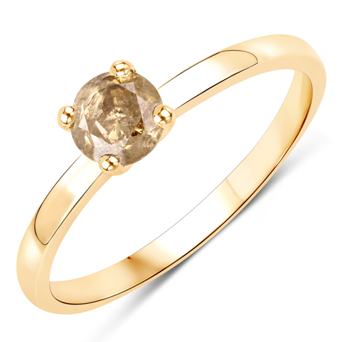 Diamond-0.51 Carat Genuine TLB Diamond 14K Yellow Gold Ring