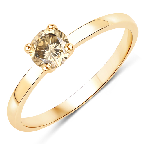 Diamond-0.53 Carat Genuine TLB Diamond 14K Yellow Gold Ring