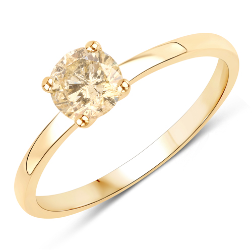 Diamond-0.62 Carat Genuine TLB Diamond 14K Yellow Gold Ring