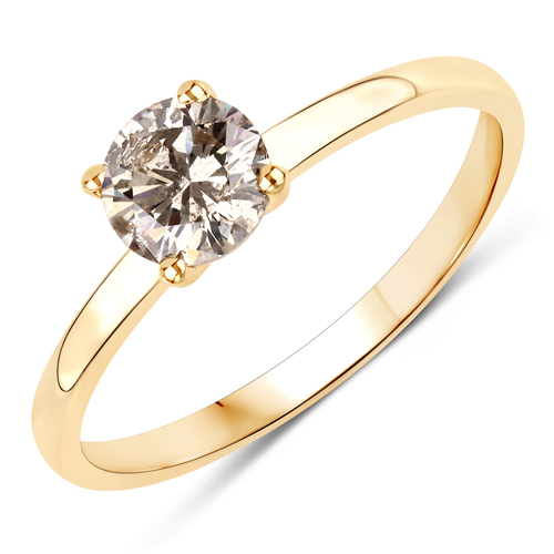 Diamond-0.69 Carat Genuine TLB Diamond 14K Yellow Gold Ring