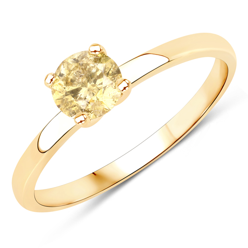 Diamond-0.57 Carat Genuine TLC Diamond 14K Yellow Gold Ring