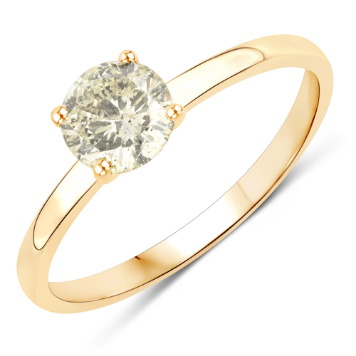 Diamond-0.71 Carat Genuine TLC Diamond 14K Yellow Gold Ring