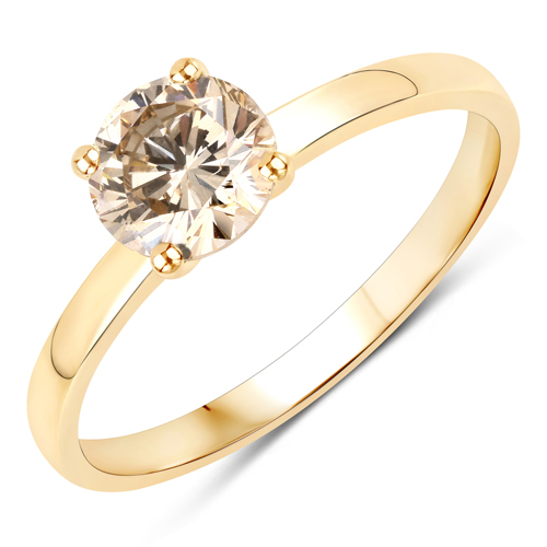 Diamond-1.00 Carat Genuine TTLB Diamond 14K Yellow Gold Ring