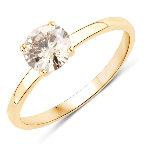 Diamond-0.76 Carat Genuine TTLB Diamond 14K Yellow Gold Ring