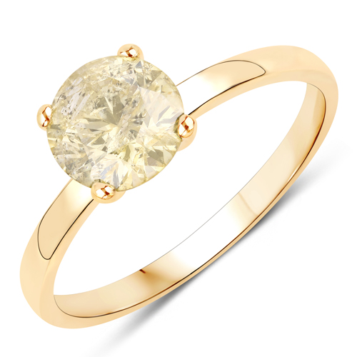 Diamond-1.63 Carat Genuine TLC Diamond 14K Yellow Gold Ring