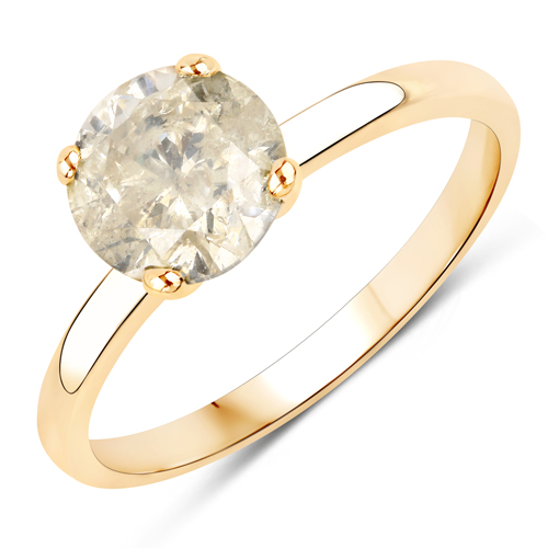 Diamond-1.72 Carat Genuine TLC Diamond 14K Yellow Gold Ring