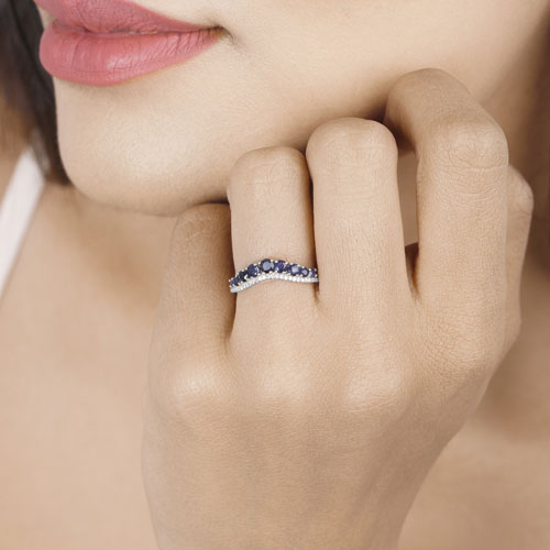 0.80 Carat Genuine Blue Sapphire 14K White Gold Ring