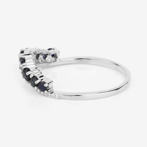 0.80 Carat Genuine Blue Sapphire 14K White Gold Ring