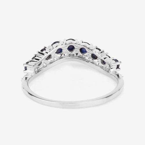 0.80 Carat Genuine Blue Sapphire 14K White Gold Ring