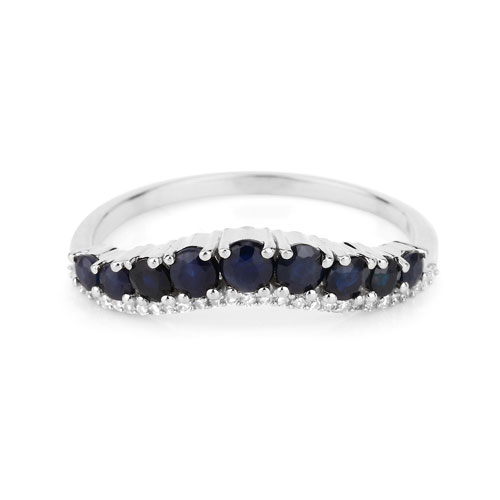 0.80 Carat Genuine Blue Sapphire 14K White Gold Ring