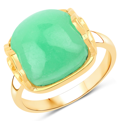 Rings-9.75 Carat Genuine Green Jade .925 Sterling Silver Ring