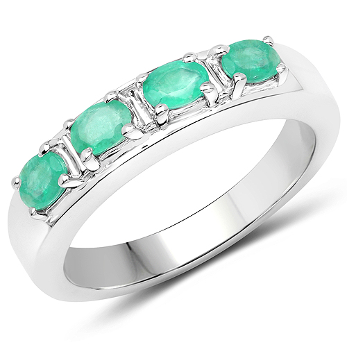 Emerald-0.60 Carat Genuine Zambian Emerald .925 Sterling Silver Ring