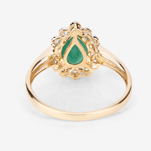 1.22 Carat Genuine Zambian Emerald and White Diamond 14K Yellow Gold Ring