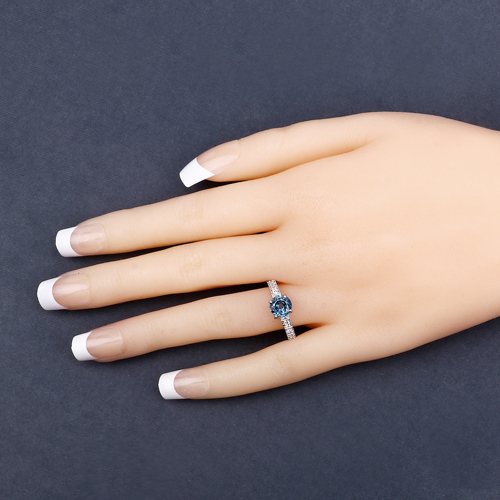 1.90 Carat Genuine Blue Sapphire and White Diamond 14K White Gold Ring