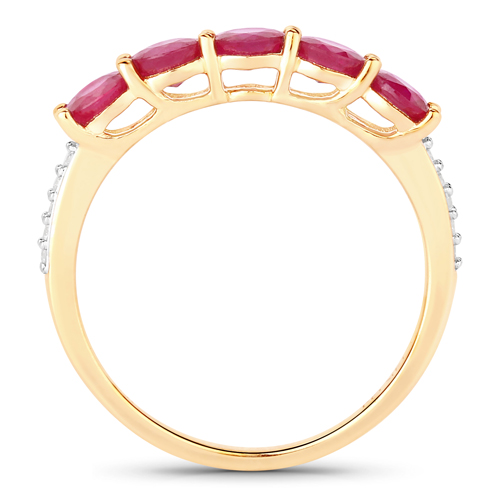 1.47 Carat Genuine Ruby and White Diamond 14K Yellow Gold Ring